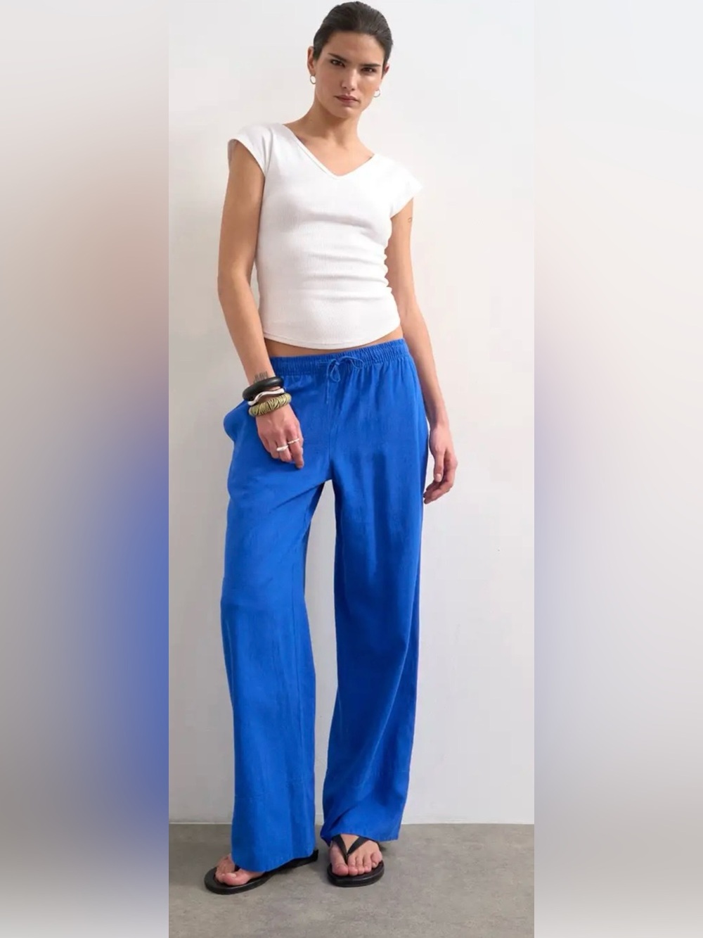 TOPSHOP Linen Wide Leg Pants Tagged Size 10 *Listed as Large*